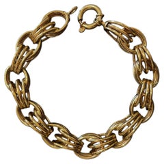 Portuguese Gold Triple-Link Bracelet, Late-20th Century