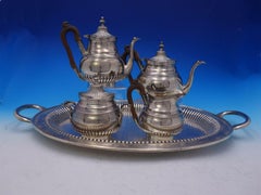 Portuguese .833 Silver Tea Set 5-Piece with Fluted / Ribbed Design