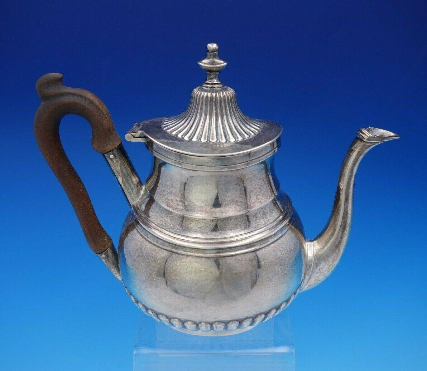 Portuguese .833 Silver Tea Set 5-Piece with Fluted / Ribbed Design For Sale 4