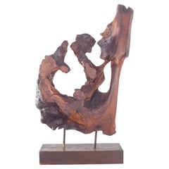 Sculpture abstraite portugaise en bois