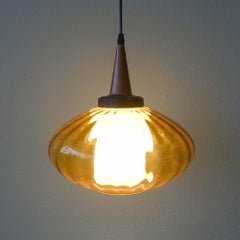 Portuguese Amber Glass Pendant Lamp, 1950's