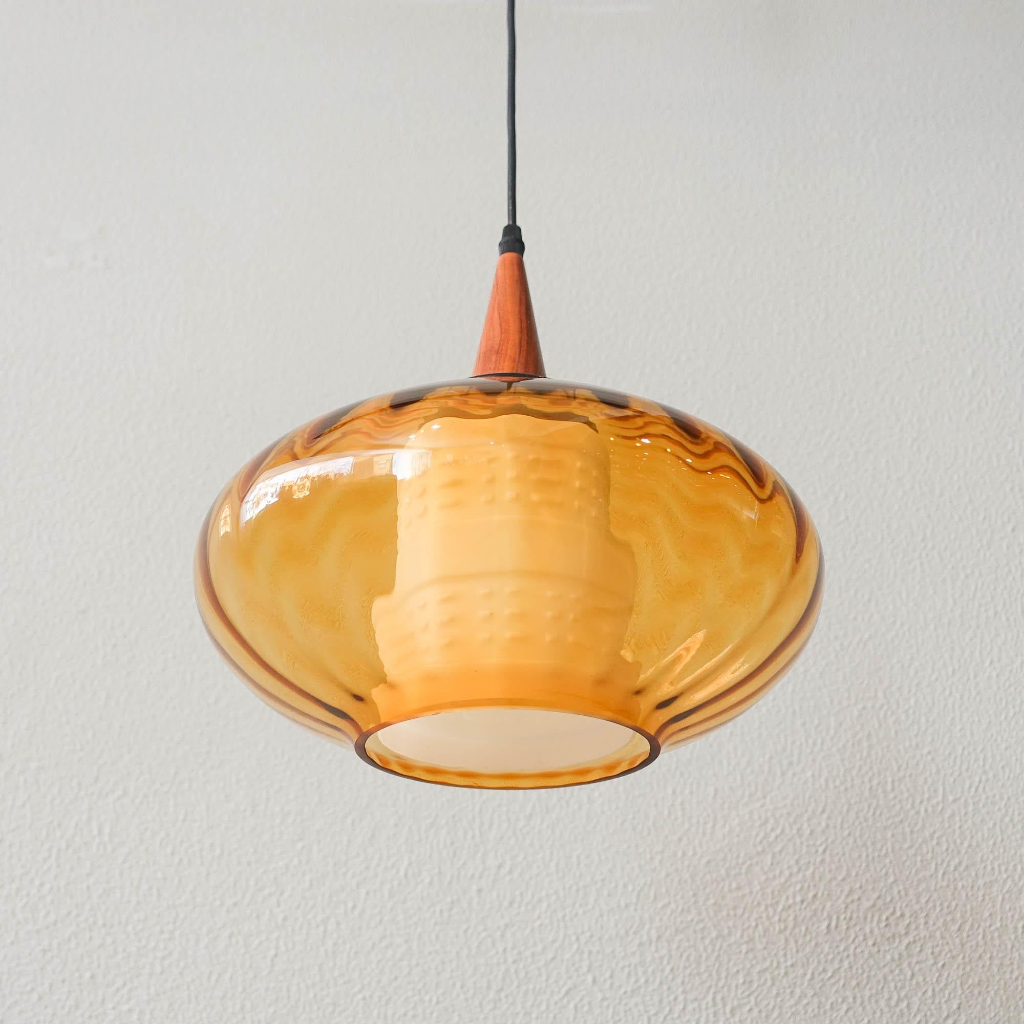 vintage amber glass pendant light