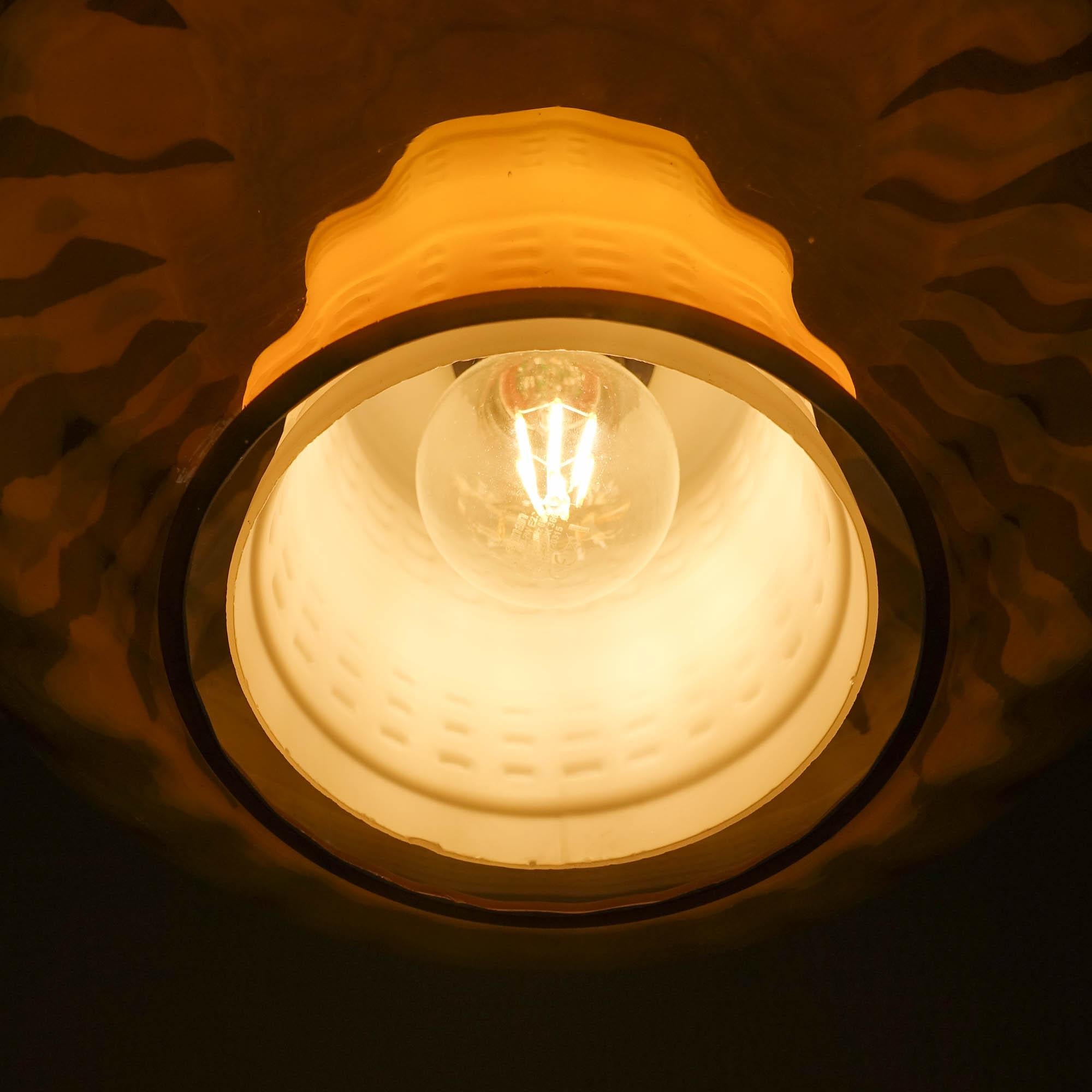 Mid-20th Century Portuguese Amber Glass Pendant Lamp, 1950's