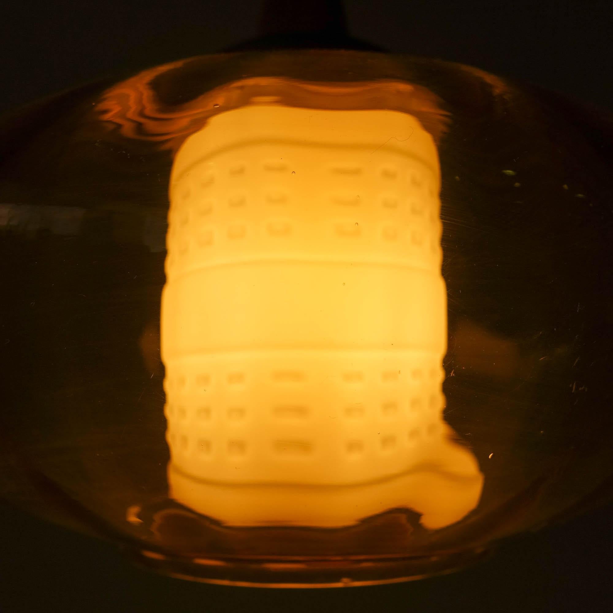 Metal Portuguese Amber Glass Pendant Lamp, 1950's