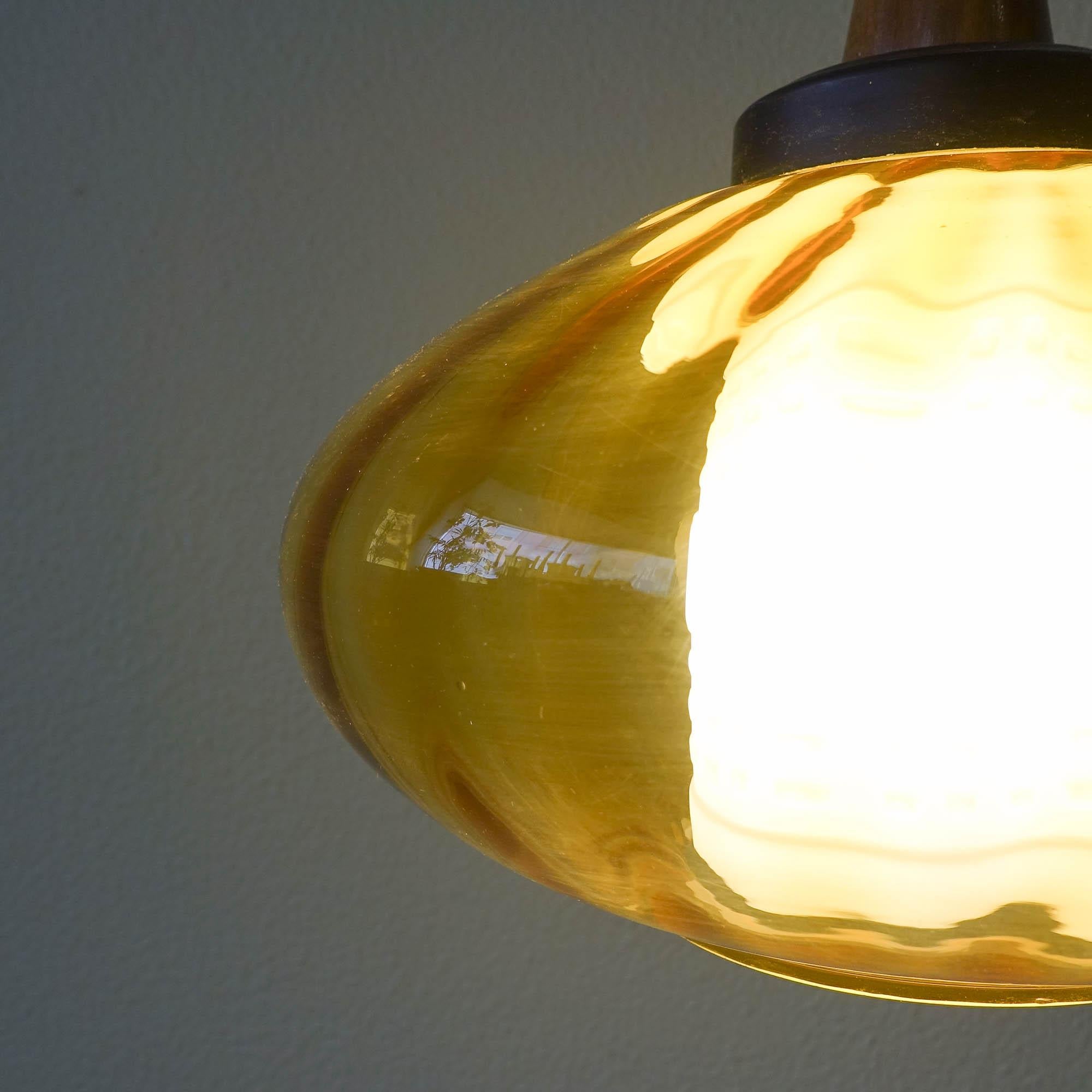 Portuguese Amber Glass Pendant Lamp, 1950's 1