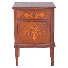Portuguese Antique Bedside Table with Marquetry Work