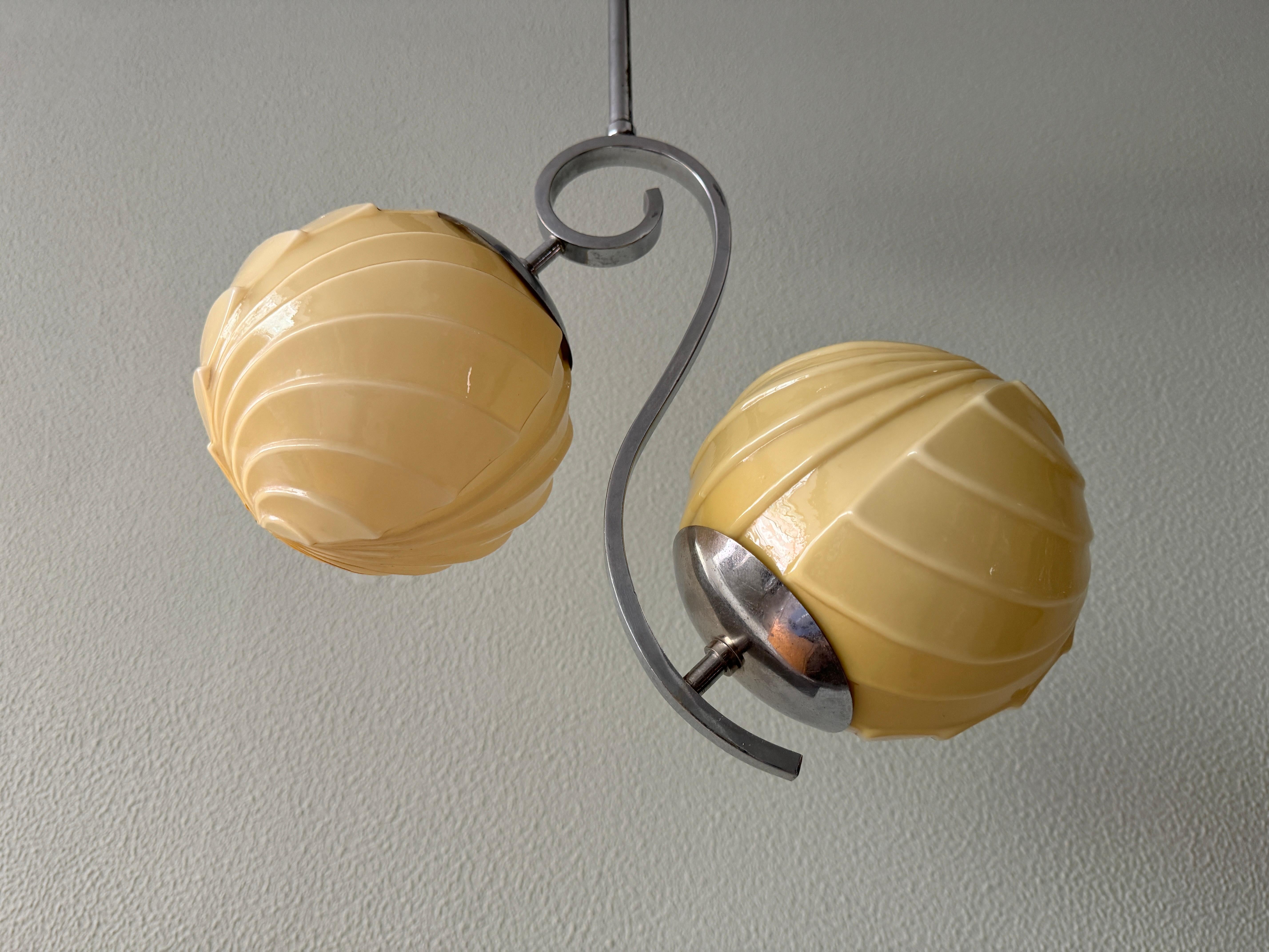 Portuguese Art Deco Pendant Lamp, 1930's For Sale 14
