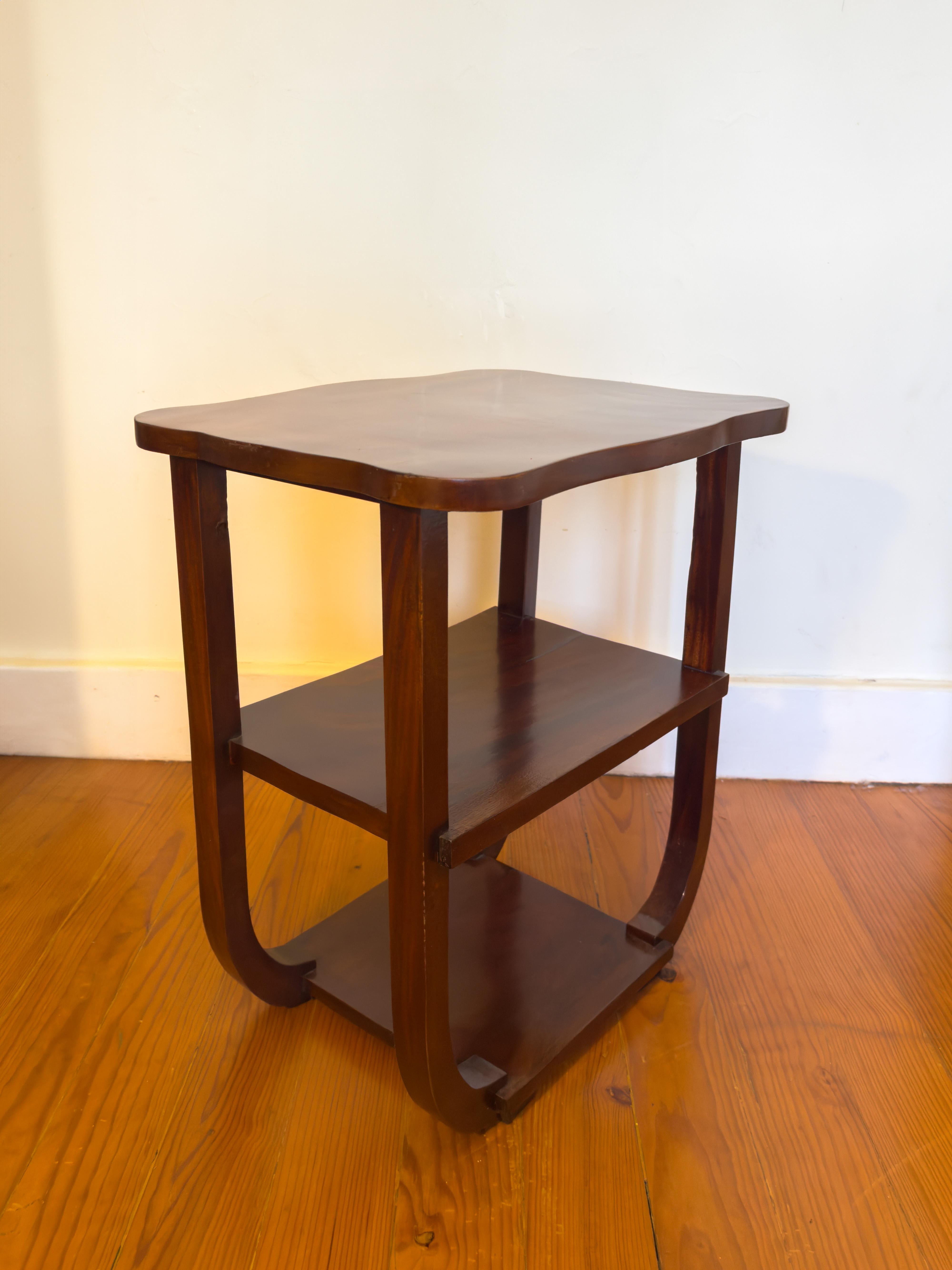 Varnished Portuguese Art Deco Side Table, 20th Century For Sale