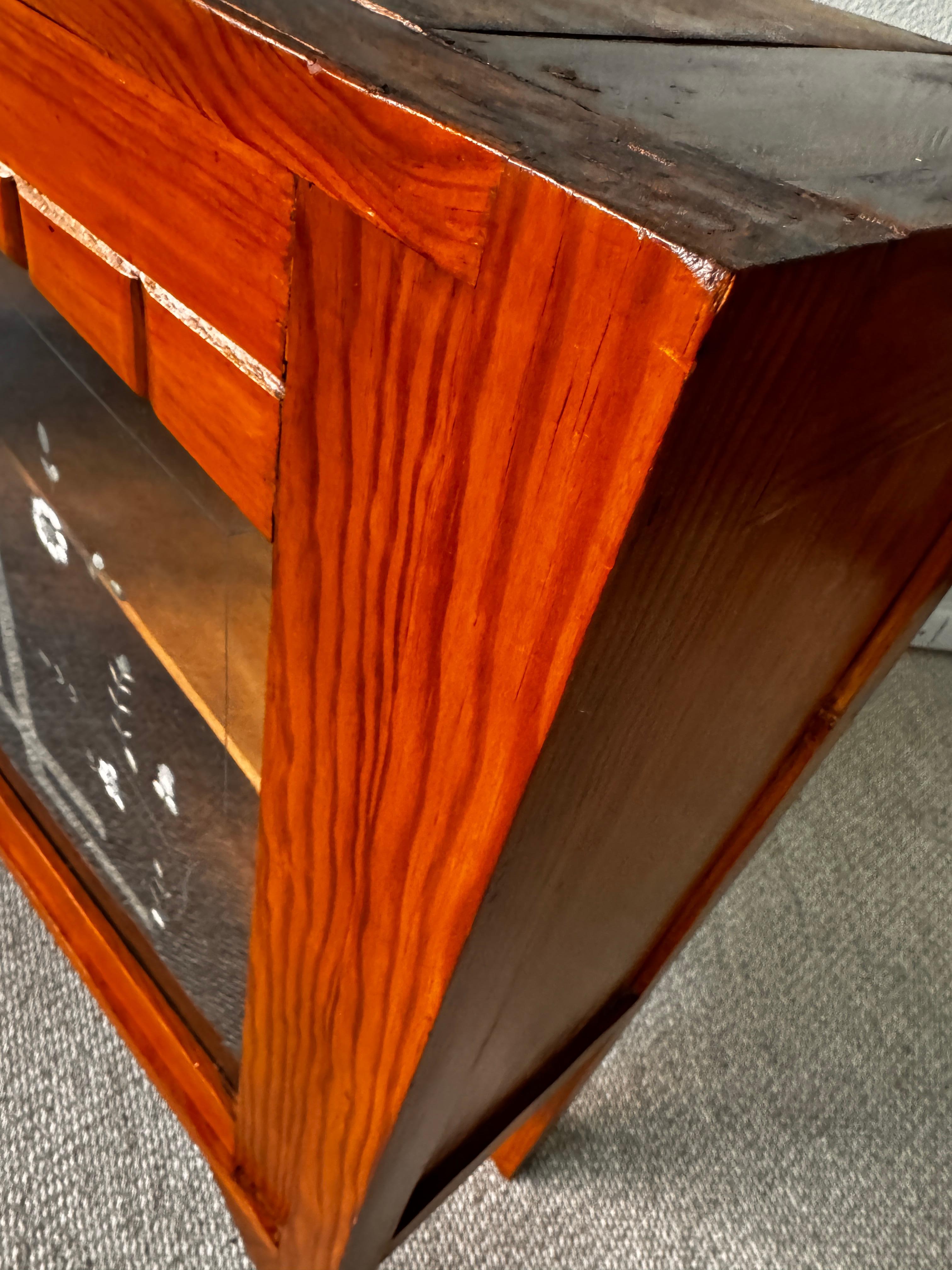 Portuguese Art Nouveau Sideboard, Bark Wood, Etched Glass, 1930s Furniture For Sale 5