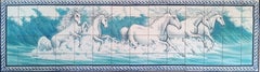 Portuguese Azulejos Tile Mural "Unicorns" Hand Painted & Signed by Artist