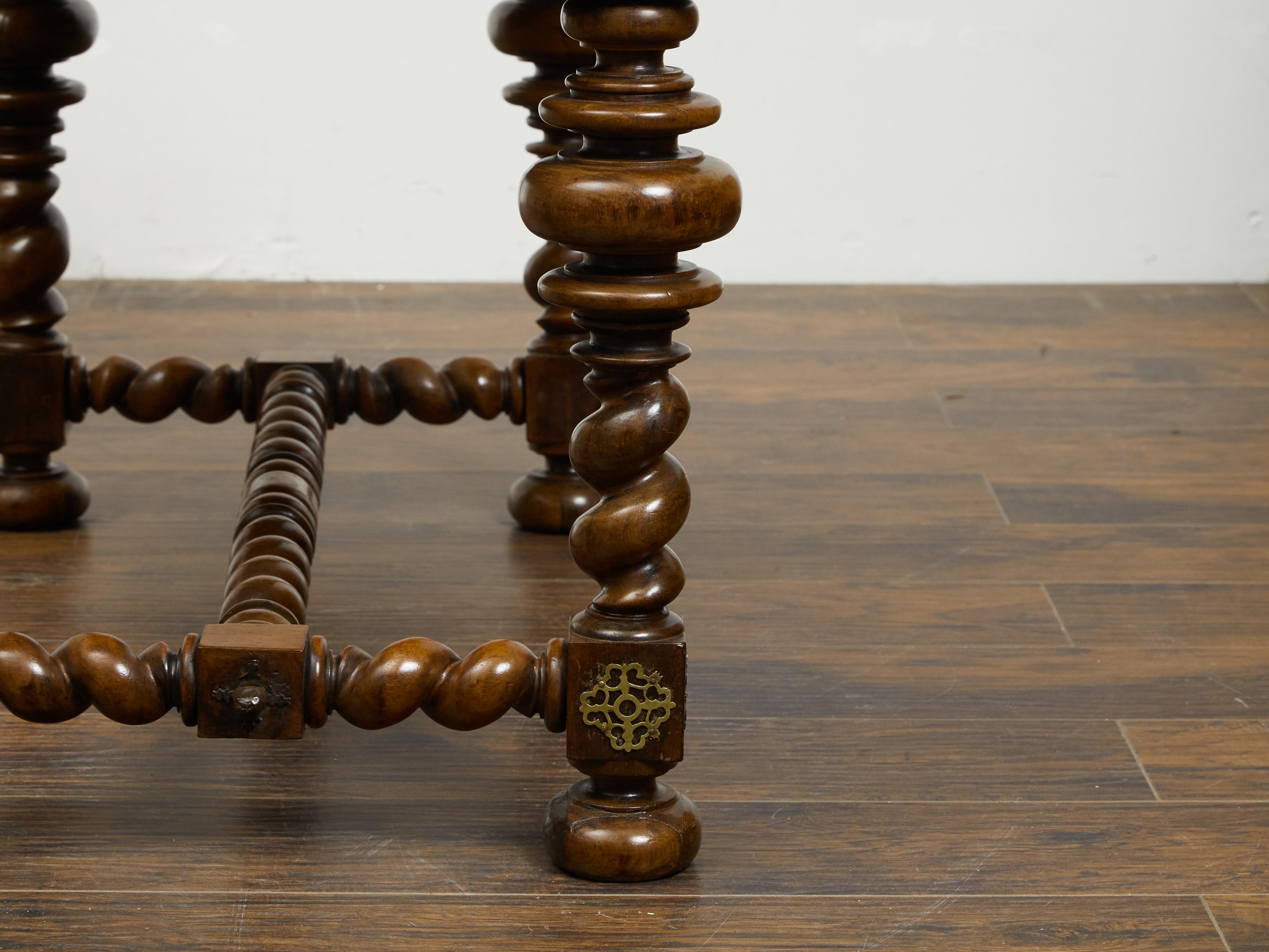 Portuguese Baroque Style 19th Century Table with Drawers and Barley Twist Base 9