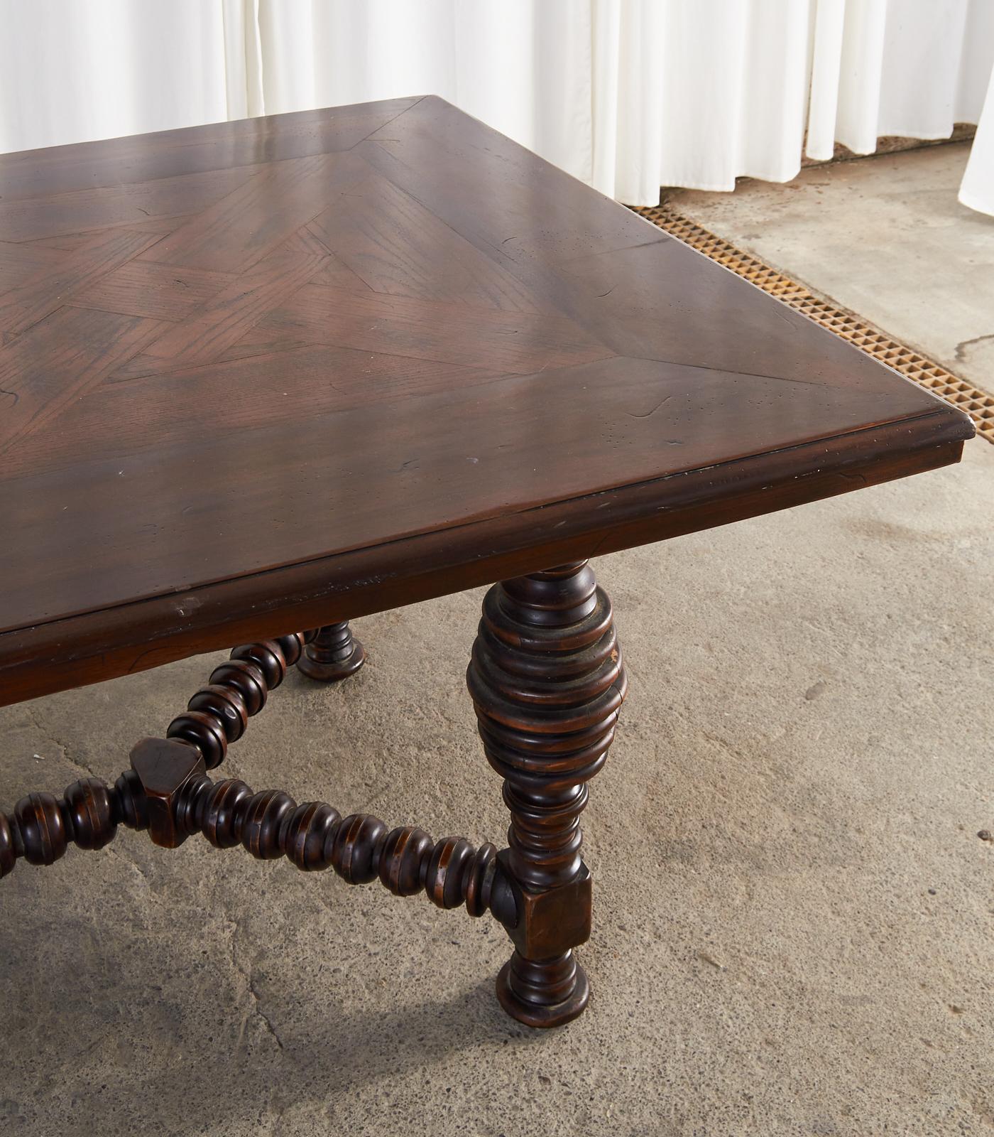 Portuguese Baroque Style Dining Table with Parquetry Inlay 9