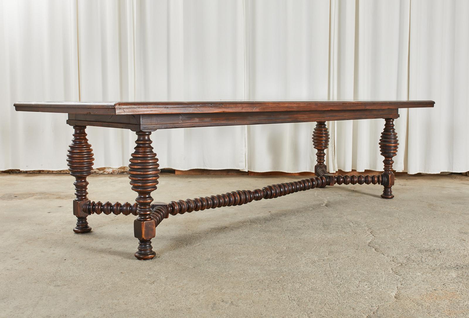 Italian Portuguese Baroque Style Dining Table with Parquetry Inlay