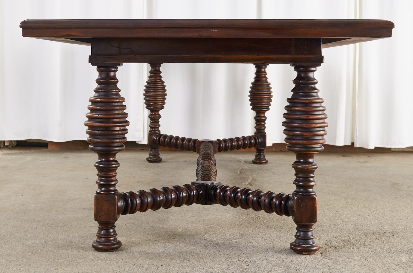 Hand-Crafted Portuguese Baroque Style Dining Table with Parquetry Inlay