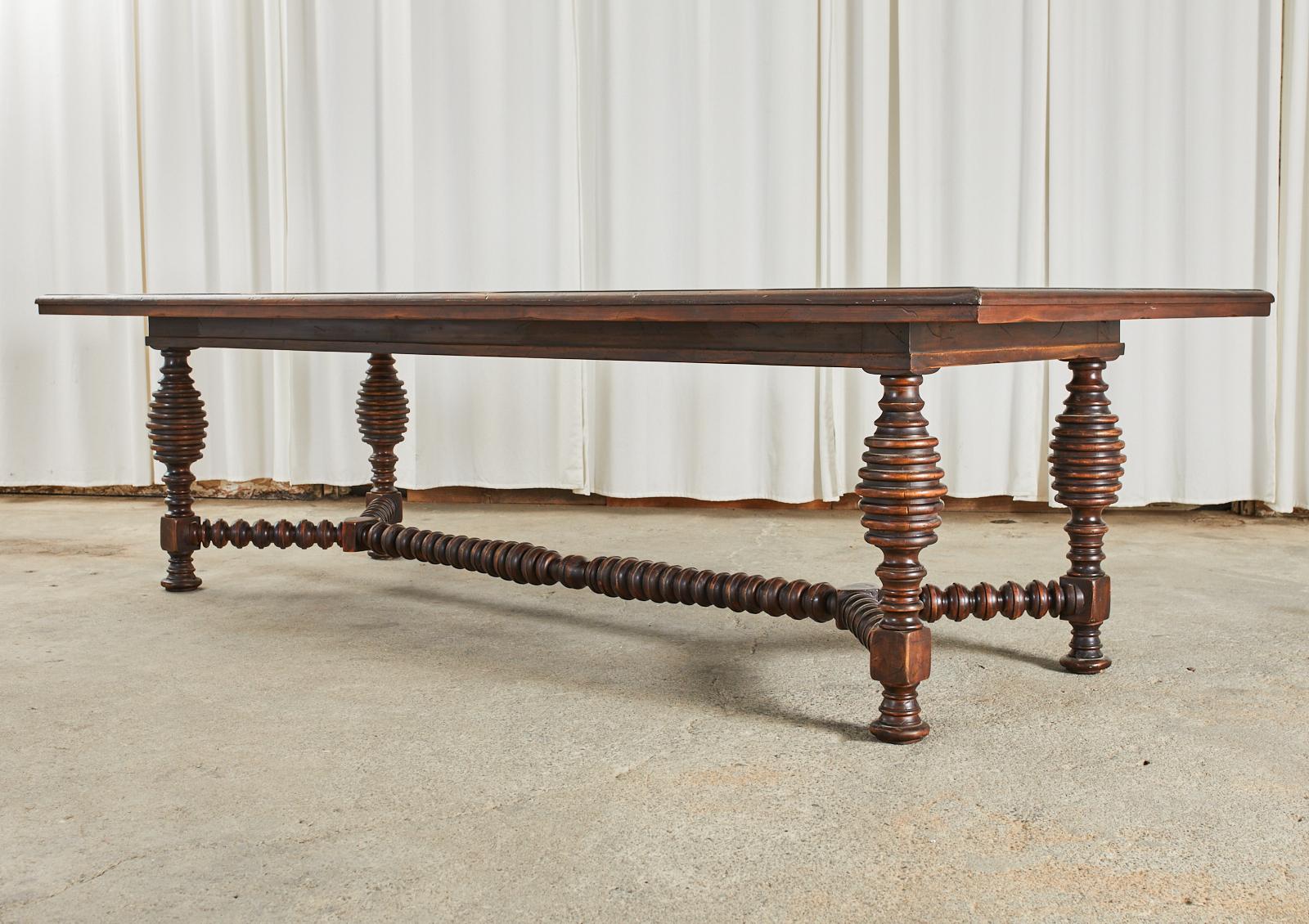 Wood Portuguese Baroque Style Dining Table with Parquetry Inlay