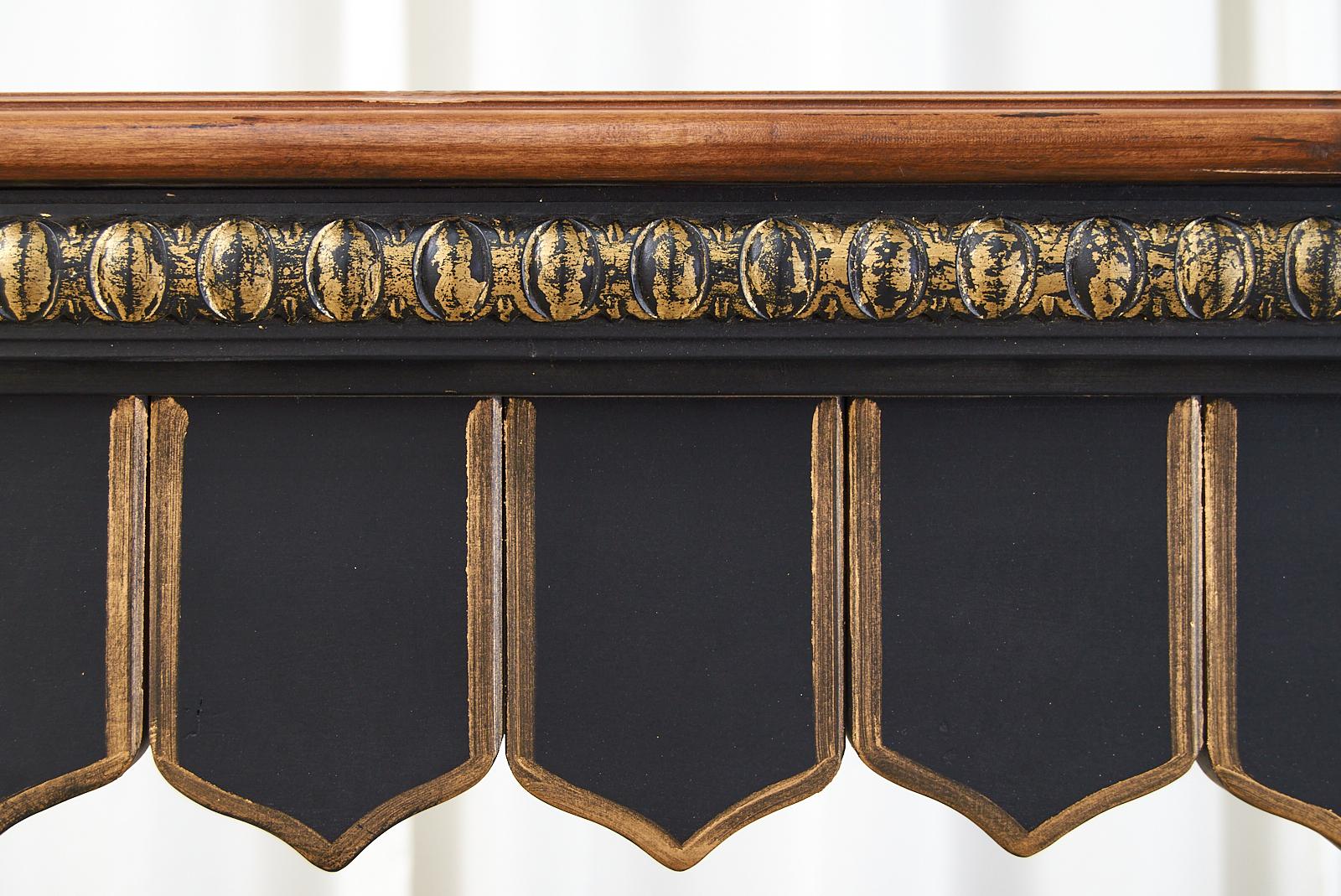 Portuguese Baroque Style Ebonized Parcel Gilt Console 7