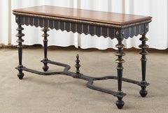 Portuguese Baroque Style Ebonized Parcel Gilt Console
