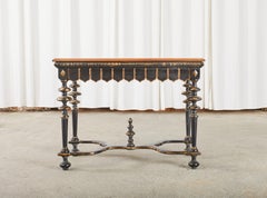 Portuguese Baroque Style Ebonized Parcel Gilt Console