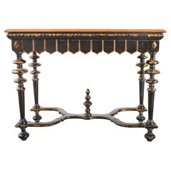 Portuguese Baroque Style Ebonized Parcel Gilt Console