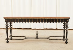 Portuguese Baroque Style Ebonized Parcel Gilt Console Table