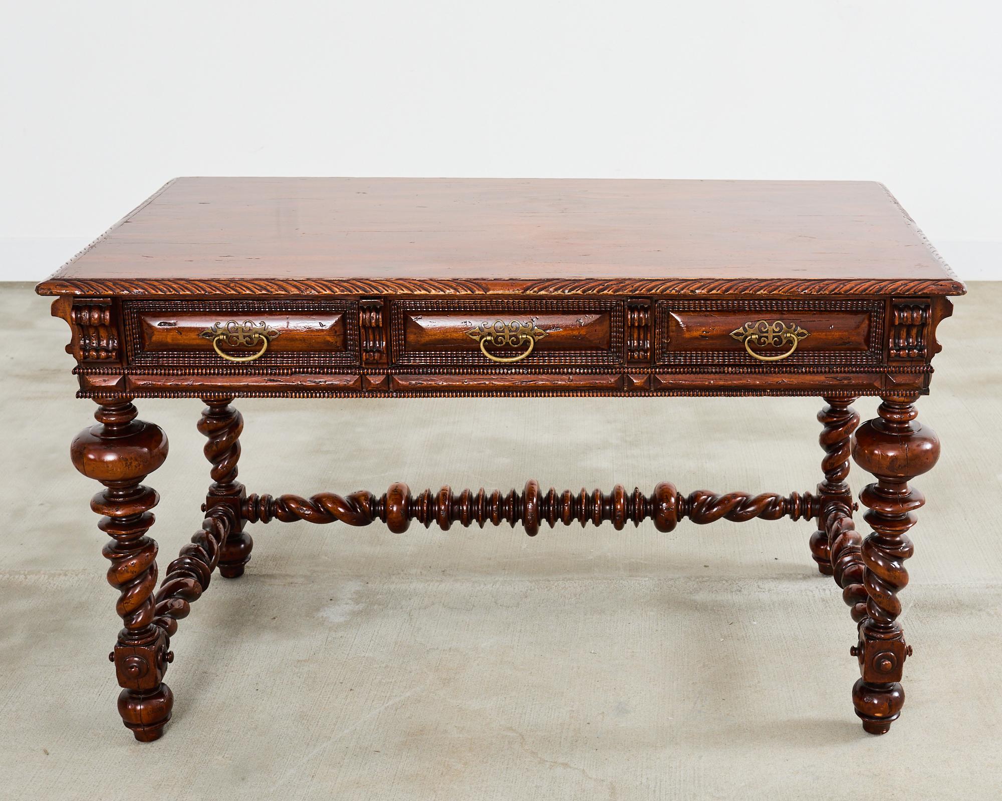 Mexican Portuguese Baroque Style Library Table by Alfonso Marina For Sale