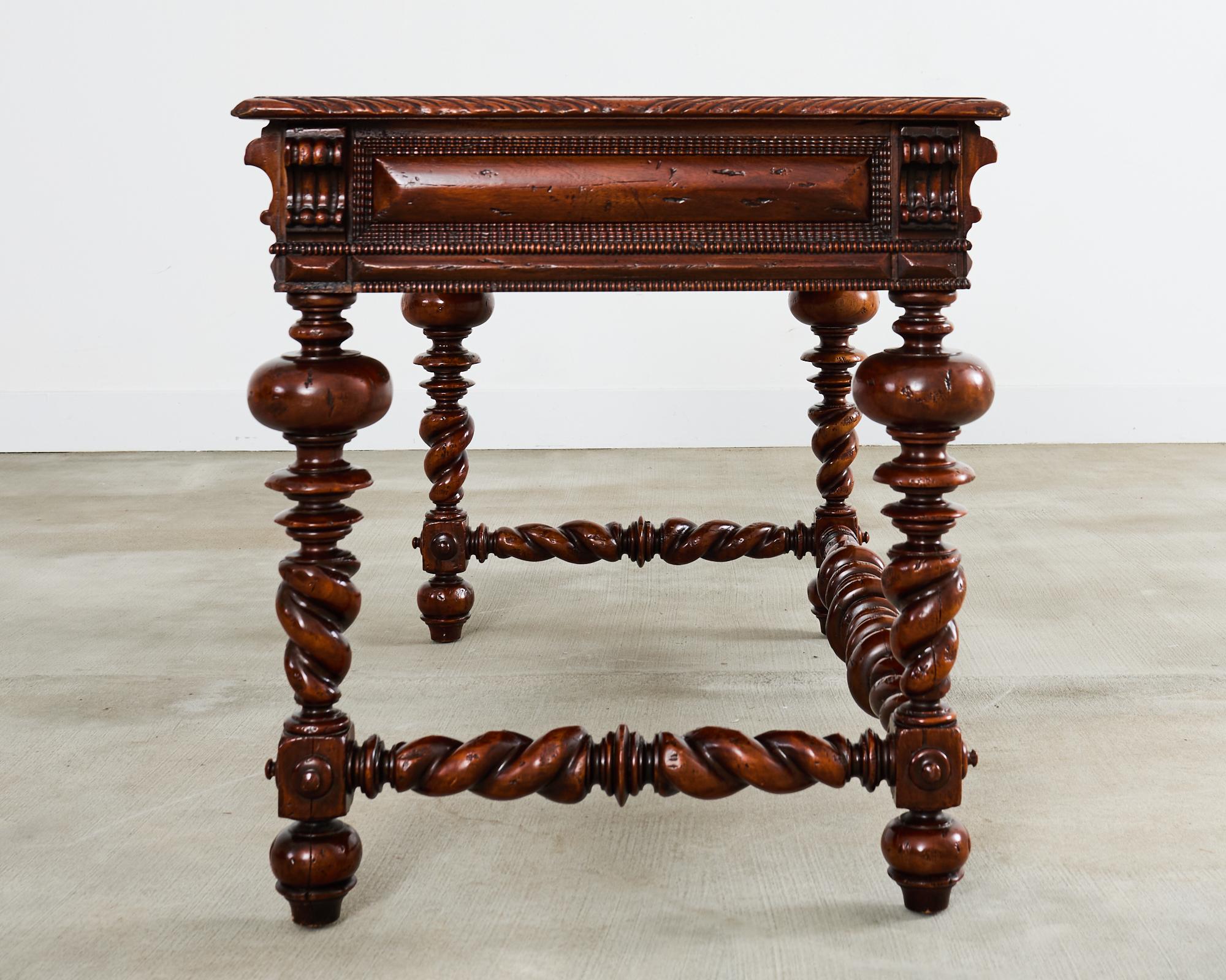 Brass Portuguese Baroque Style Library Table by Alfonso Marina For Sale