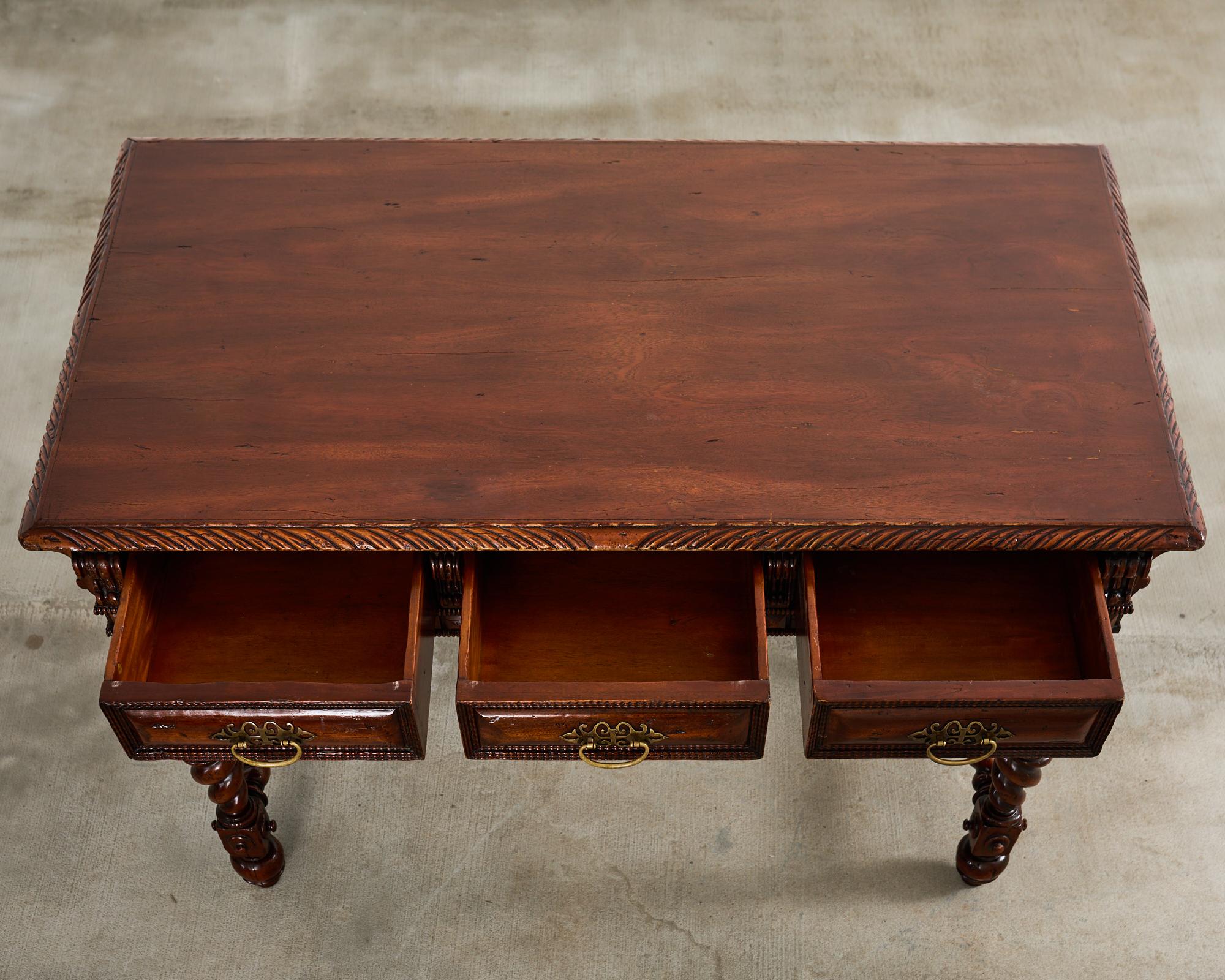Portuguese Baroque Style Library Table by Alfonso Marina For Sale 2