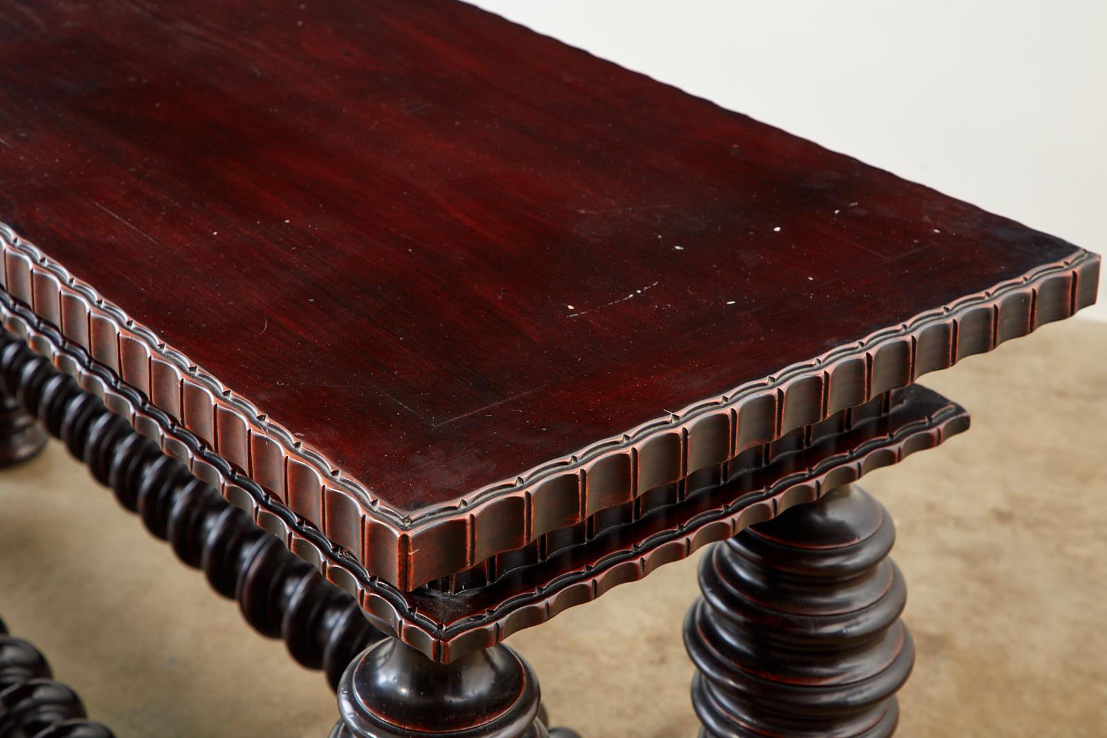 Portuguese Baroque Style Mahogany Library Table Console 4