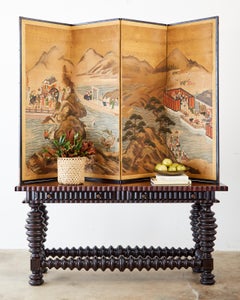 Portuguese Baroque Style Mahogany Library Table Console