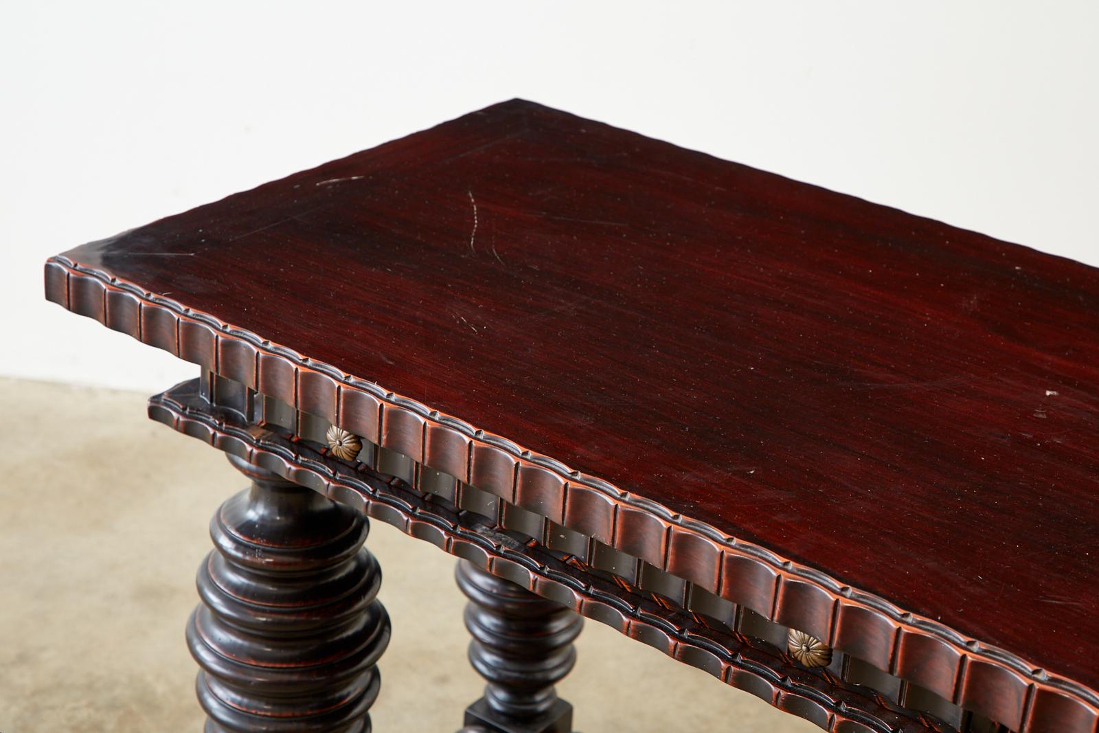 Portuguese Baroque Style Mahogany Library Table Console 2