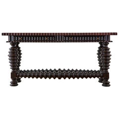 Portuguese Baroque Style Mahogany Library Table Console