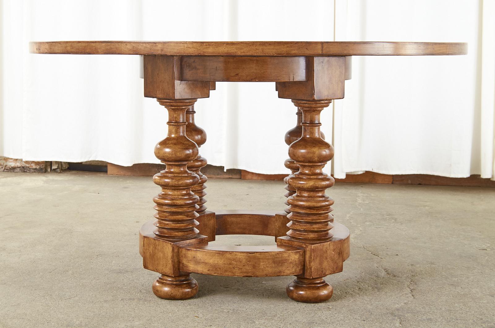 Hand-Crafted Portuguese Baroque Style Round Dining Room or Center Table