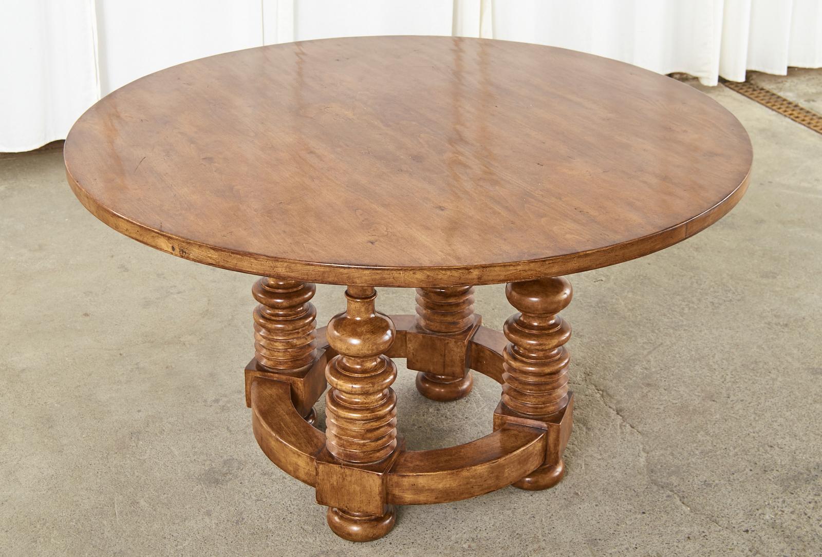 Portuguese Baroque Style Round Dining Room or Center Table In Good Condition In Rio Vista, CA