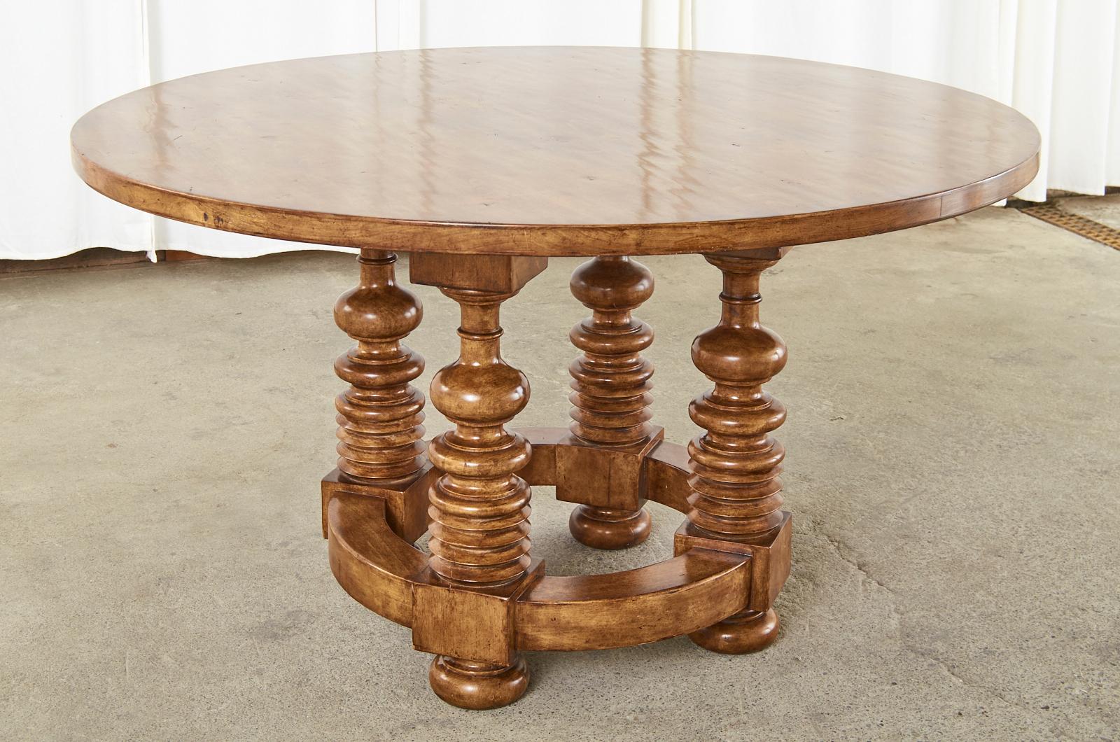 20th Century Portuguese Baroque Style Round Dining Room or Center Table