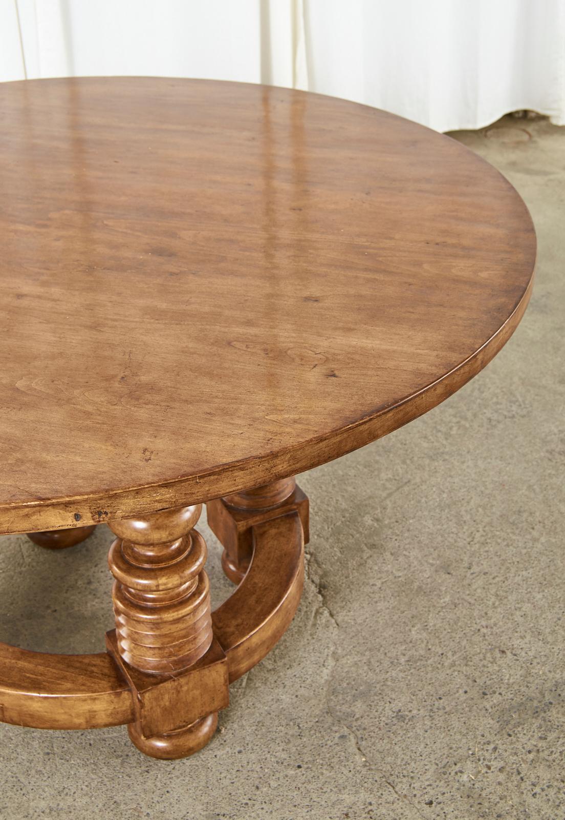 Wood Portuguese Baroque Style Round Dining Room or Center Table