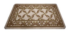Tapis traditionnel portugais à l'aiguille beige et crème tissé à la main