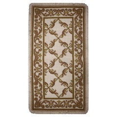 Portuguese Beige Cream Needlepoint Rug Hand Woven Traditional Carpet