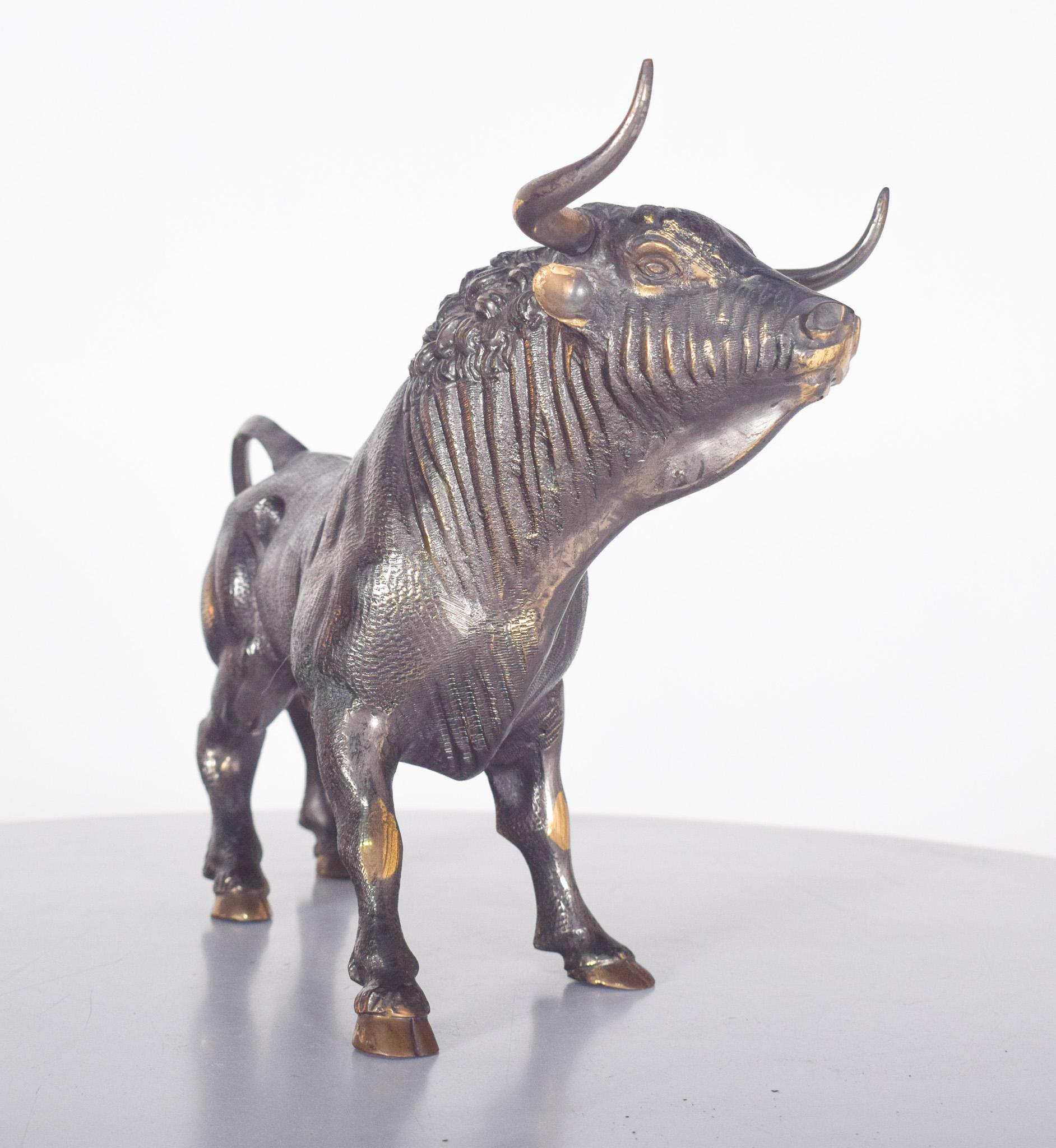20th Century Portuguese Brass Bull Sculpture For Sale