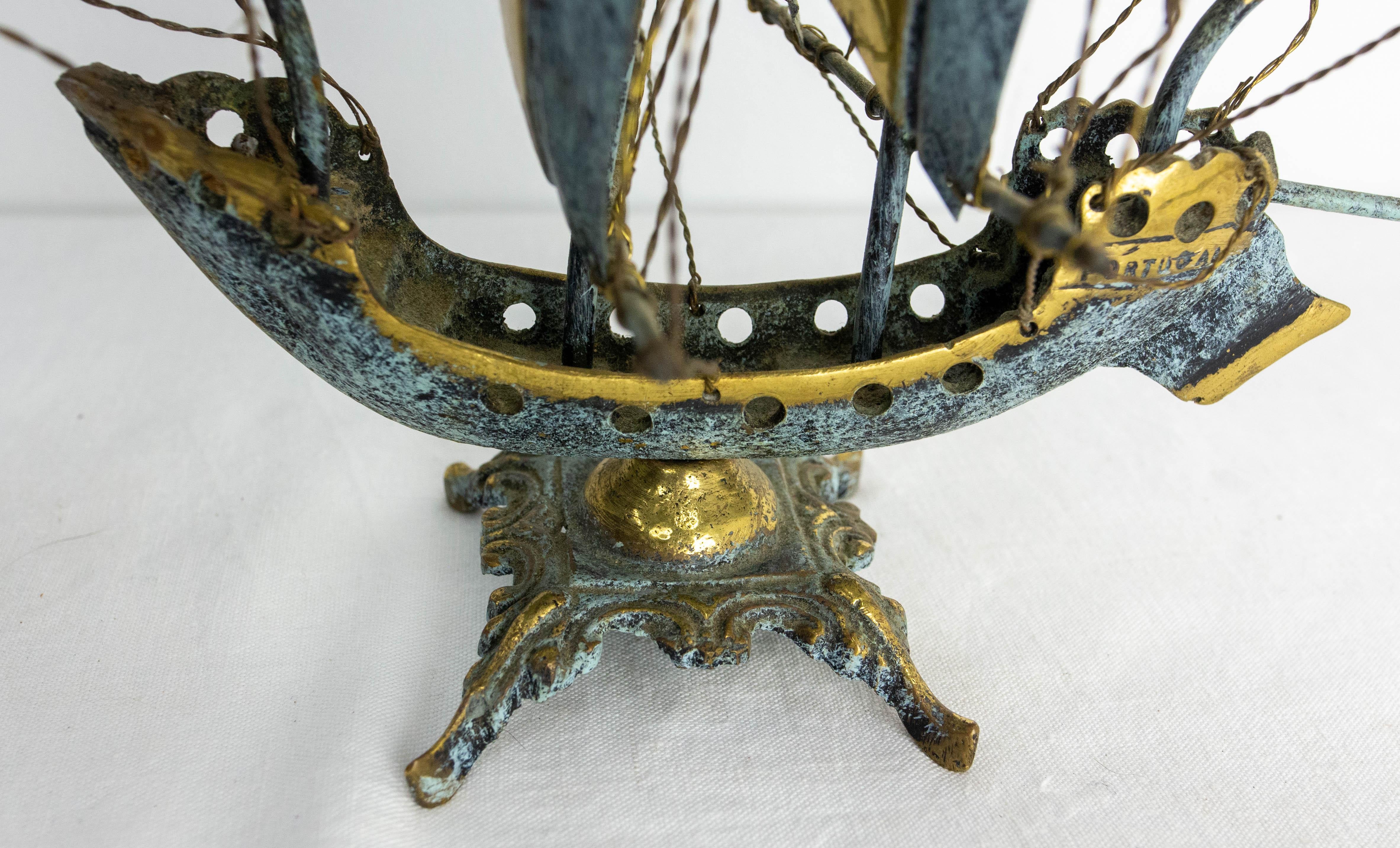 Portuguese Brass Frigate Model Boat, circa 1960 5