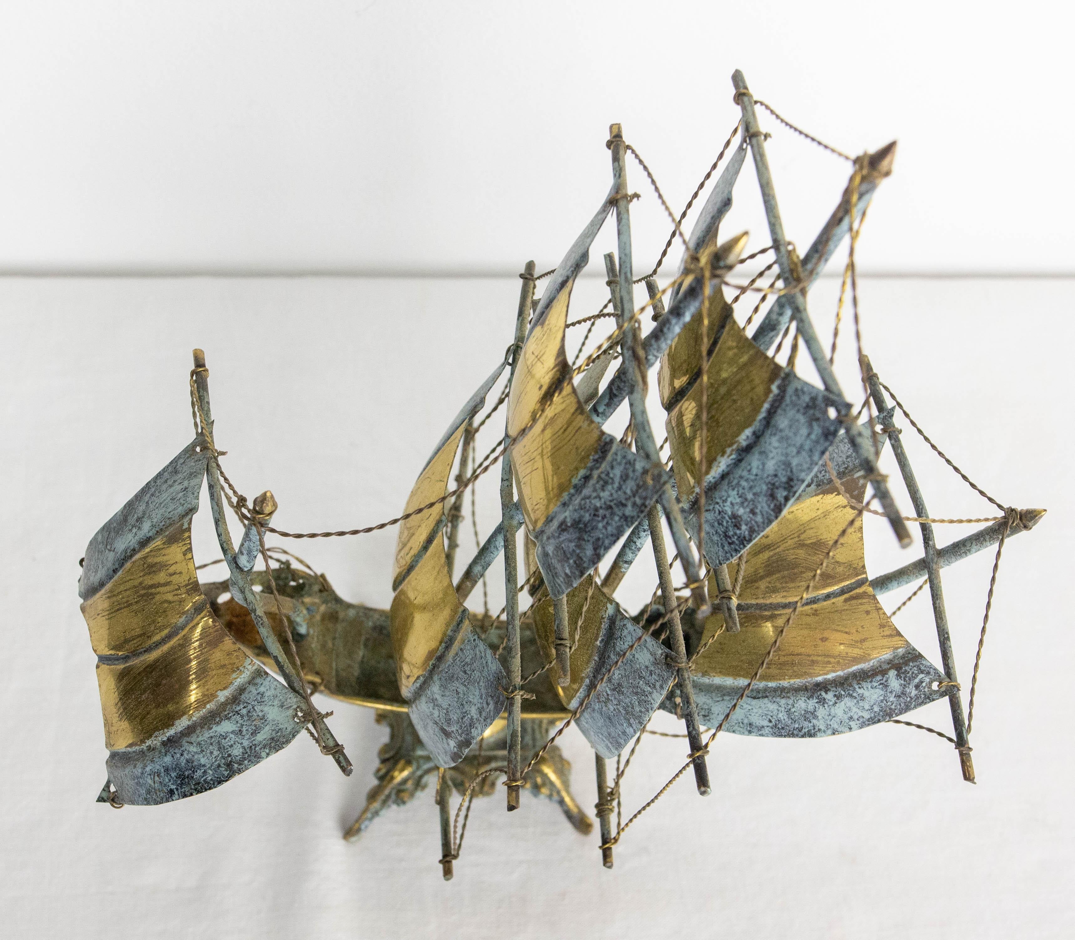 Portuguese Brass Frigate Model Boat, circa 1960 6
