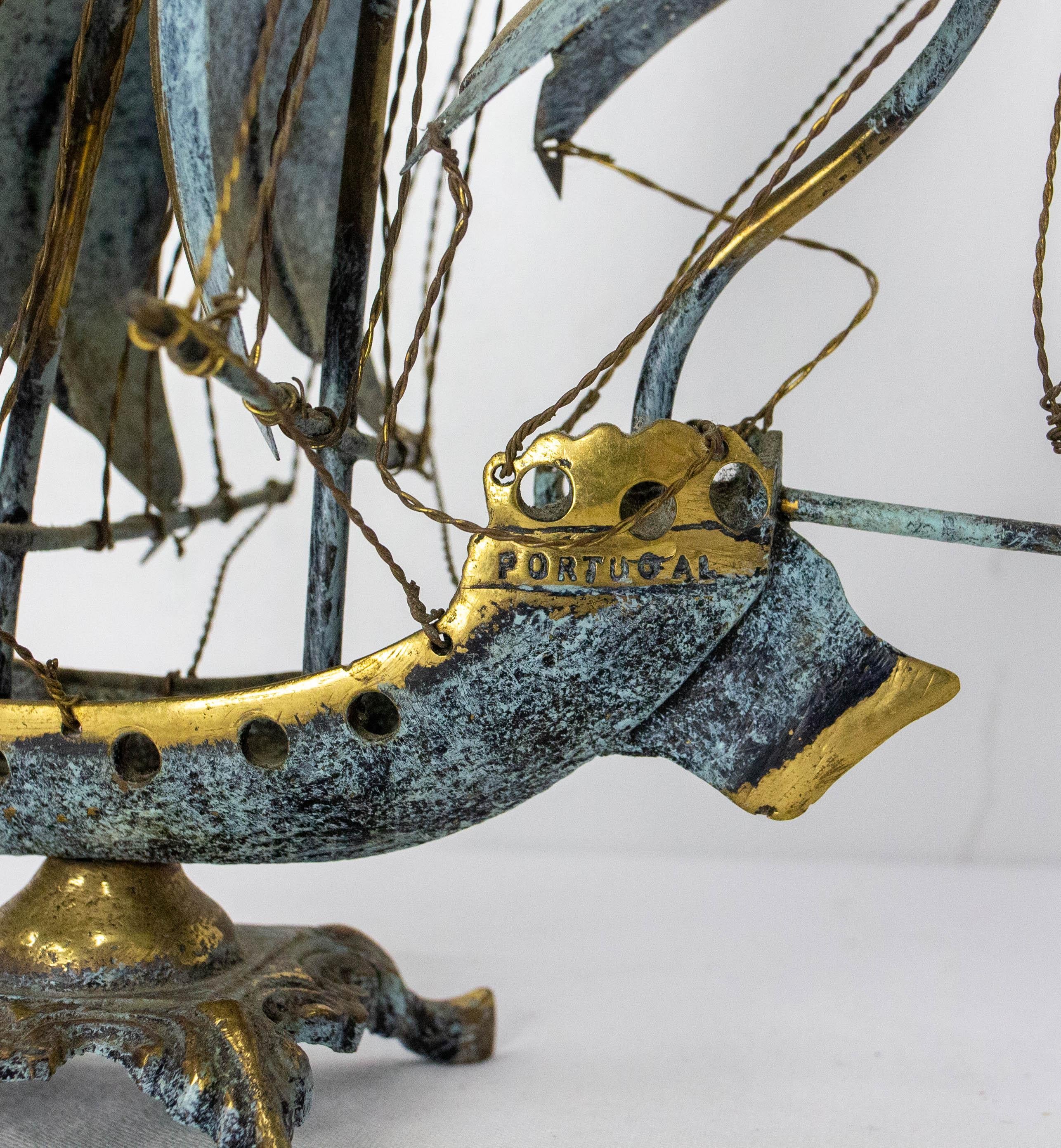 Portuguese Brass Frigate Model Boat, circa 1960 7