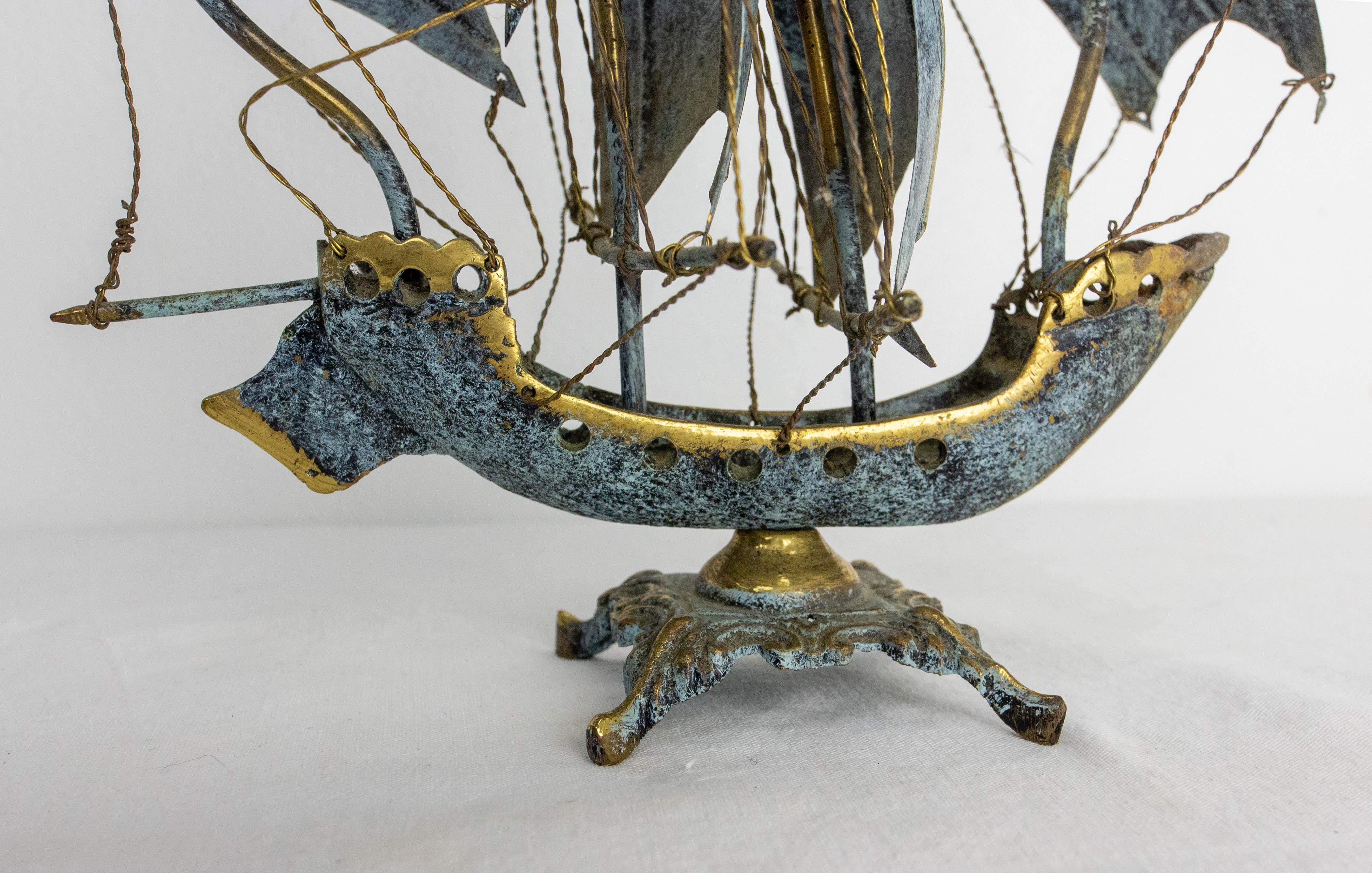 Portuguese Brass Frigate Model Boat, circa 1960 3