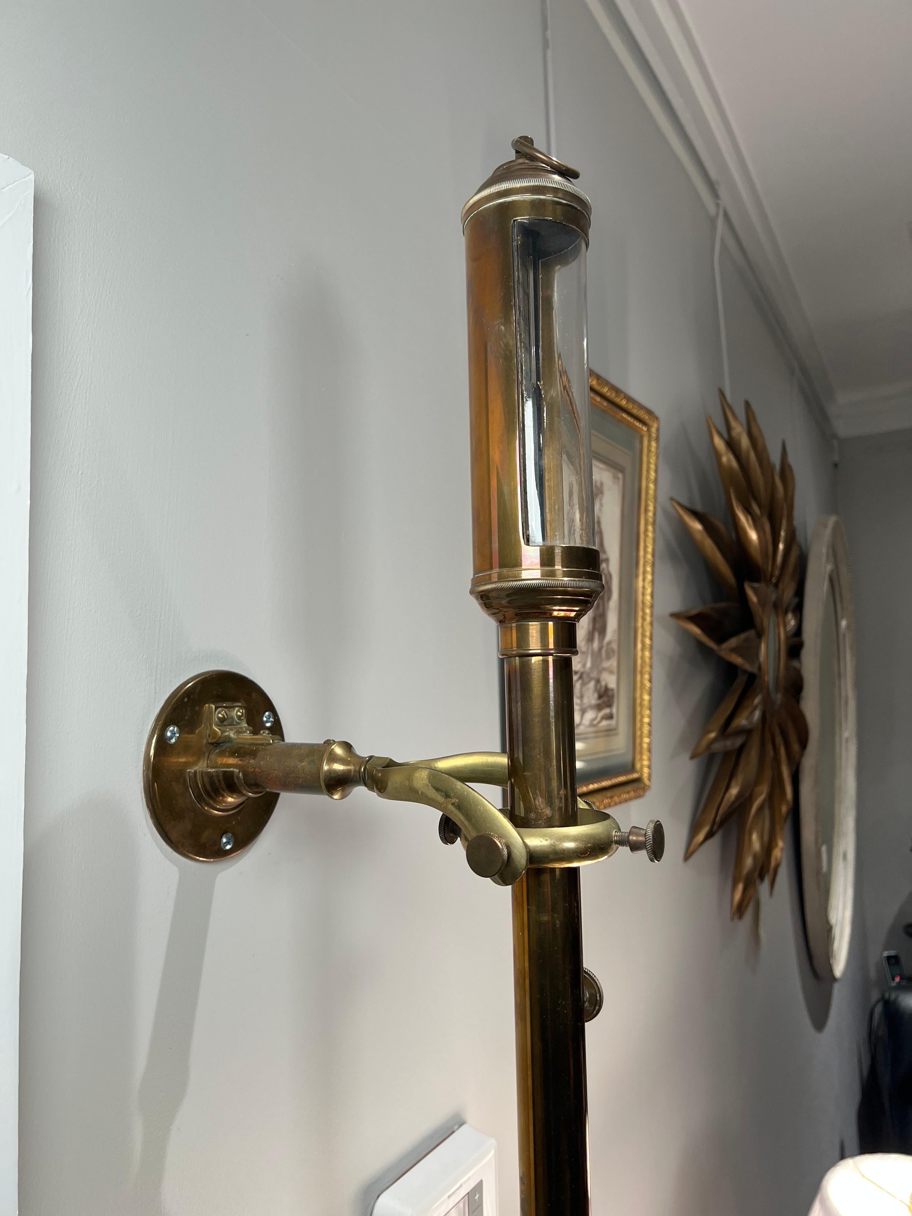19th Century Portuguese Brass Gimbal Mounted Barometer, Nautical