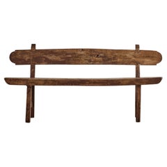 Portuguese Brutalist Wood Bench