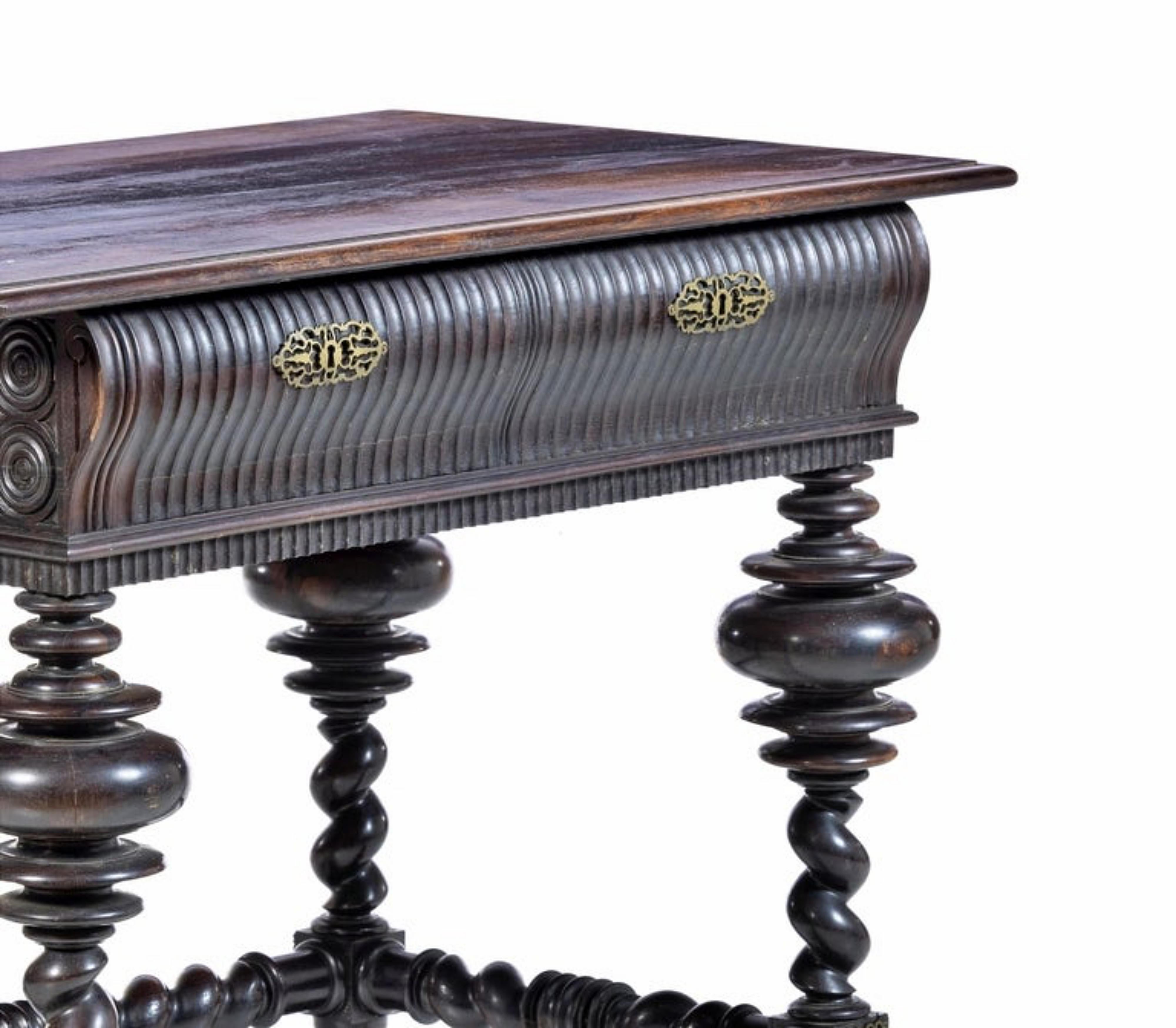 Hand-Crafted Portuguese Buffet Table 19th Century Rosewood For Sale