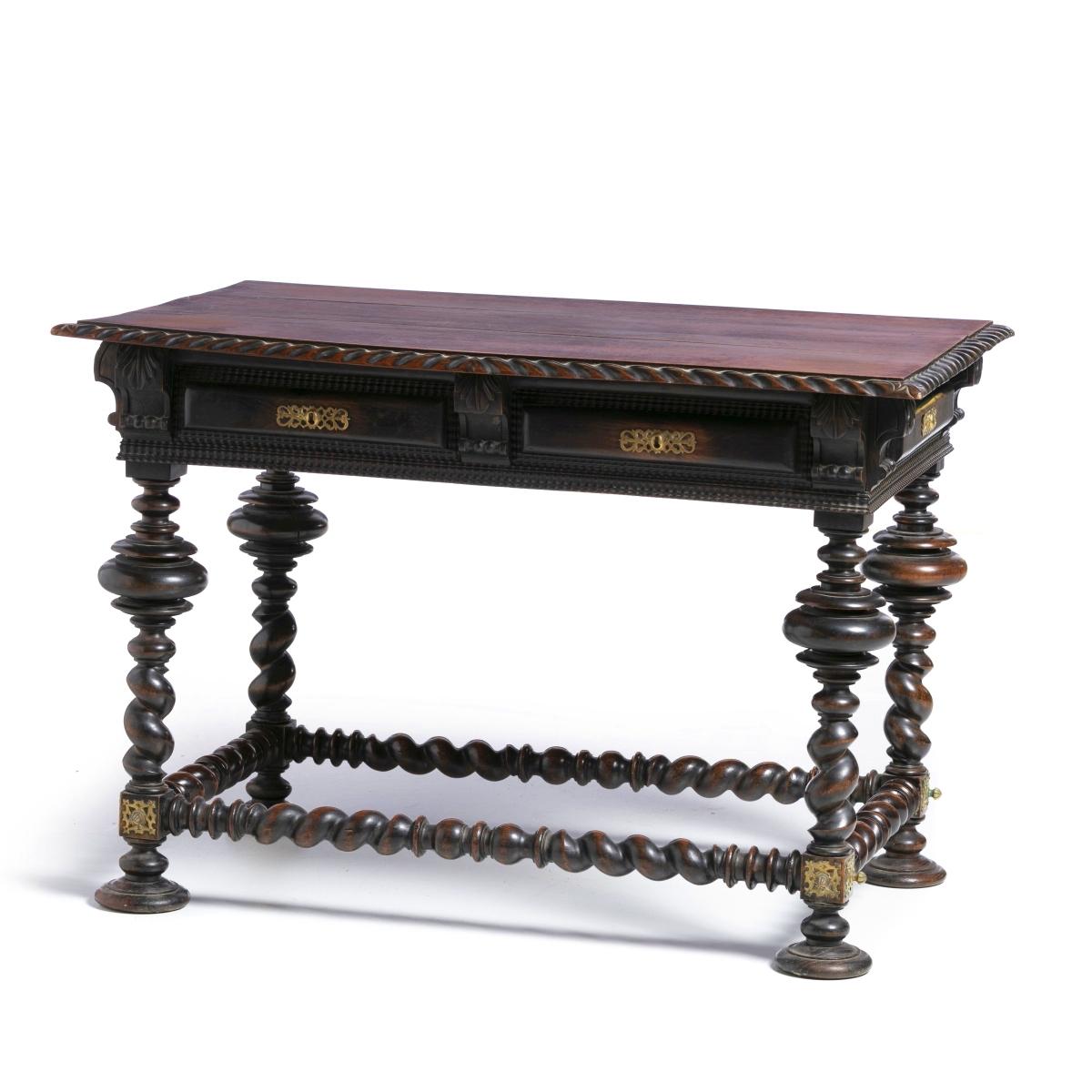 Romantic Portuguese Buffet Table, 19th Century Walnut Wood For Sale