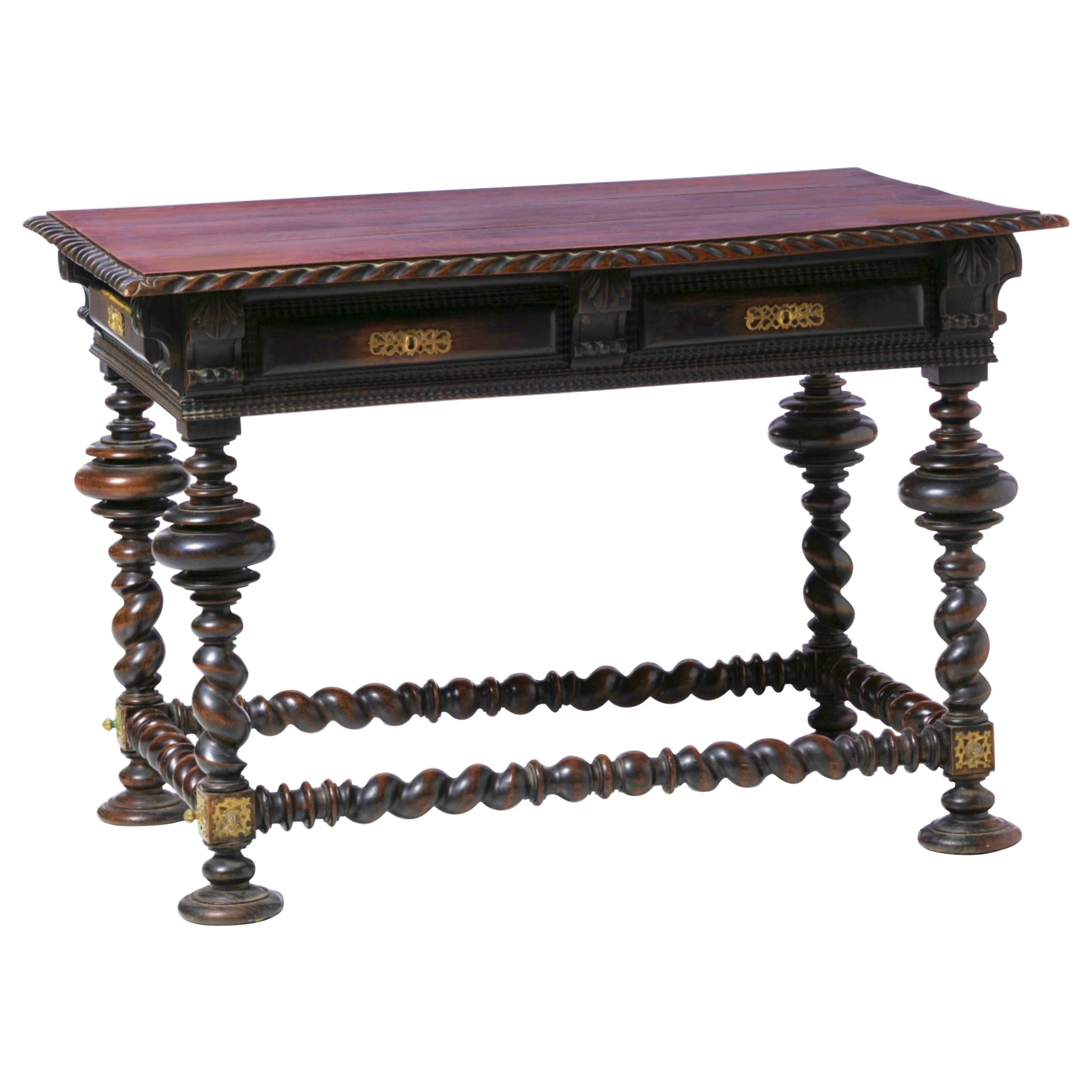 Portuguese Buffet Table, 19th Century Walnut Wood For Sale