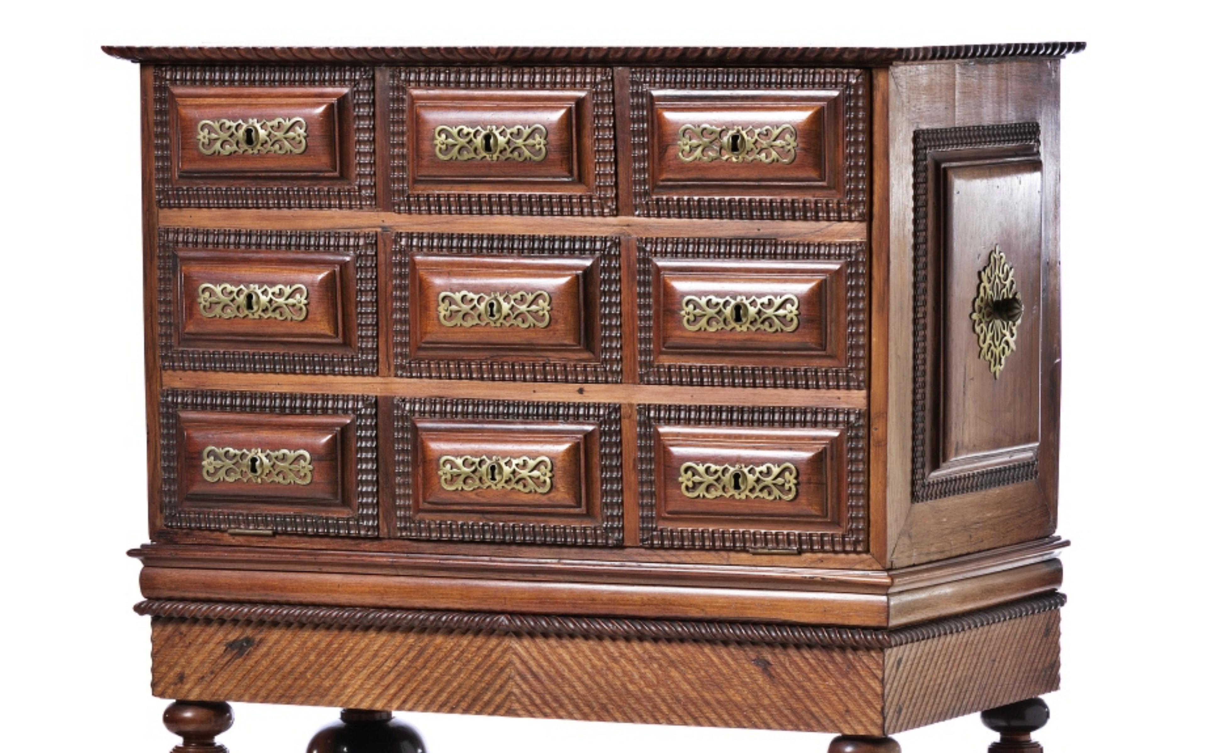 Romantic Portuguese Cabinet 19th Century Palisander Wood For Sale