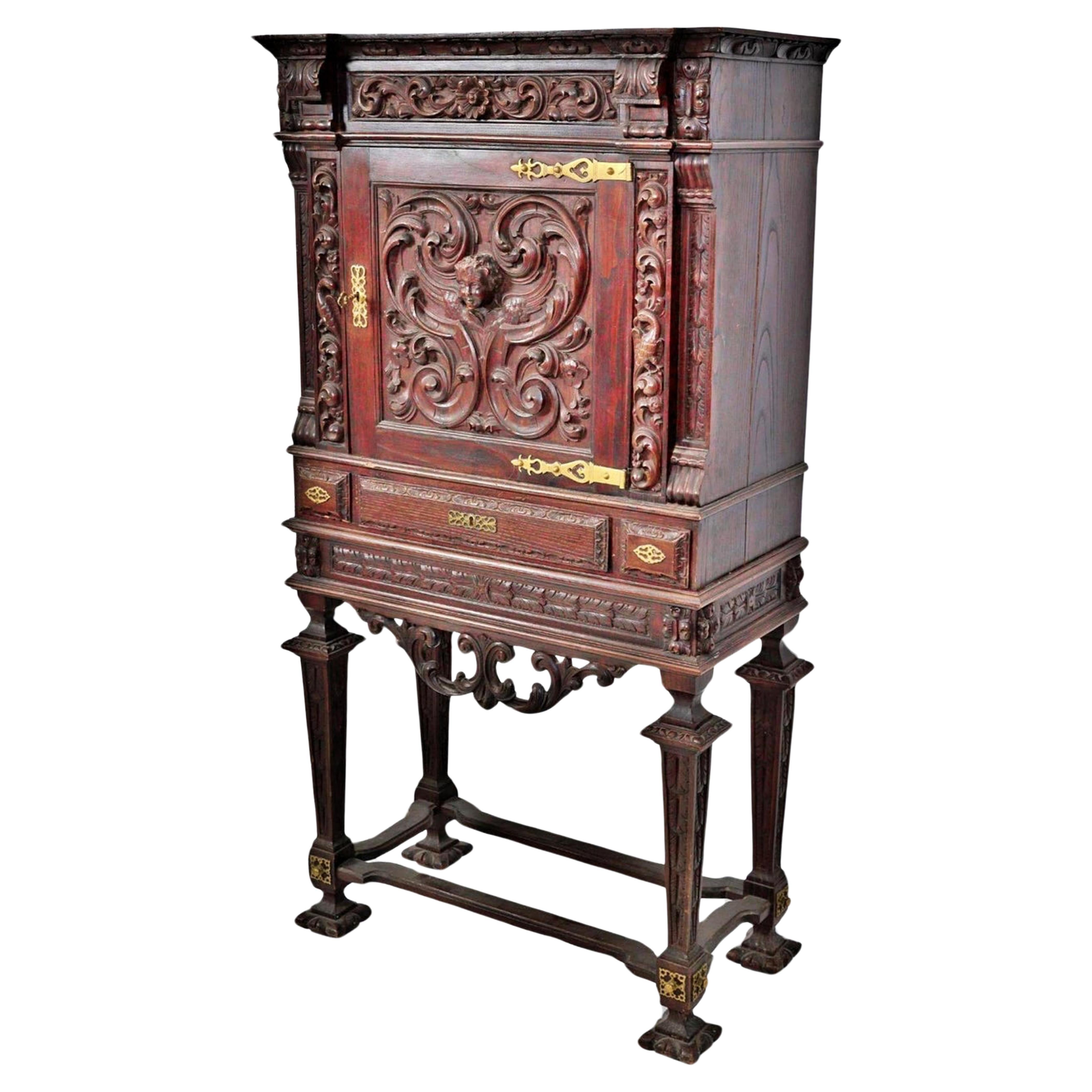 Portuguese Cabinet Renaissance Taste End 19th Century For Sale