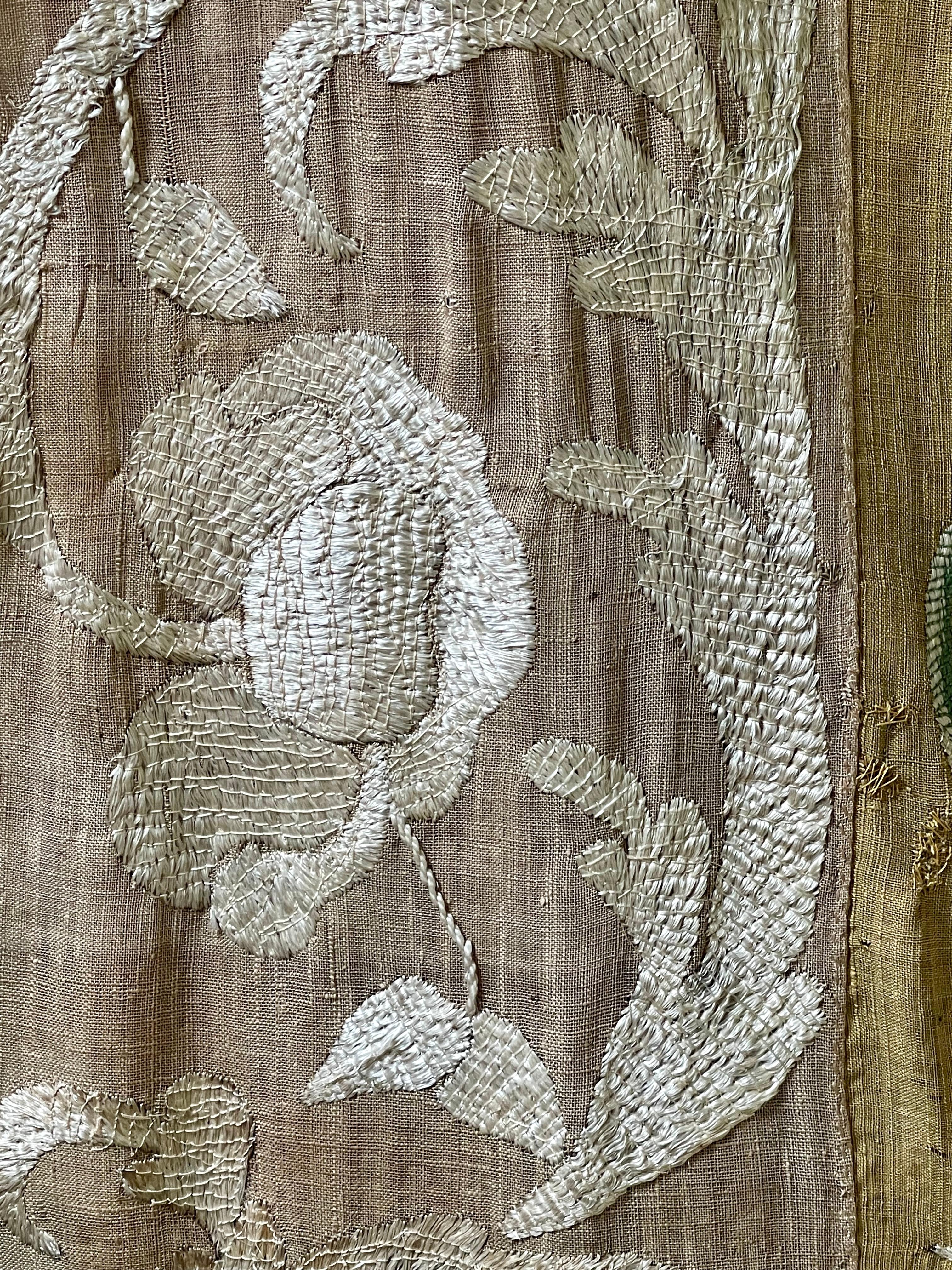 Portuguese Castelo Branco Embroidered Wedding Coverlet For Sale 9